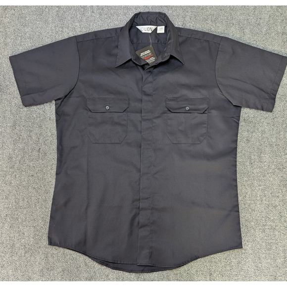 Other - NWT Lion Uniform Shirt Short Sleeve Shirt Navy Blue Hidden Button Size XLT‎ Tall